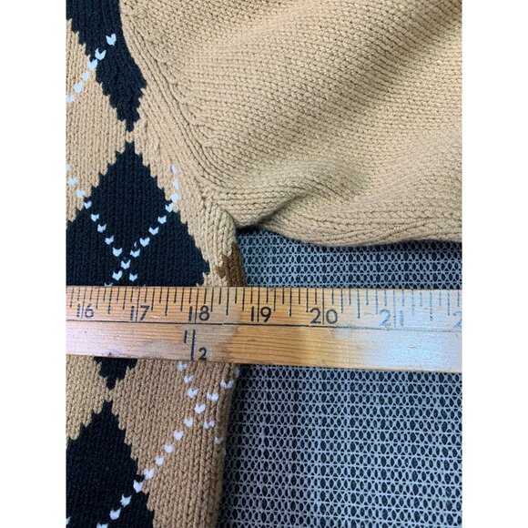 Liz Claiborne Argyle Sweater S Cotton Acrylic Blend Womens Beige & Blue - Picture 6 of 10